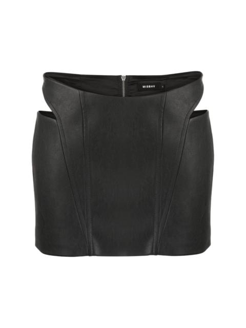 faux-leather cut-out miniskirt