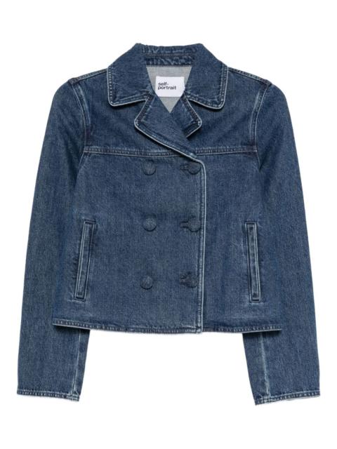 self-portrait double-breasted denim jacket