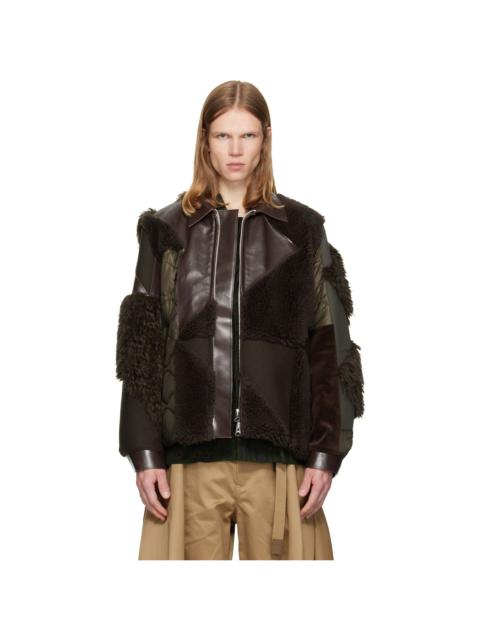 sacai Brown & Khaki A.P.C. Edition Quilts Blouson Jacket