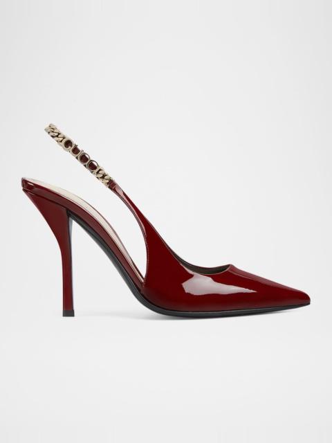 GUCCI Signoria Patent Chain Slingback Pumps