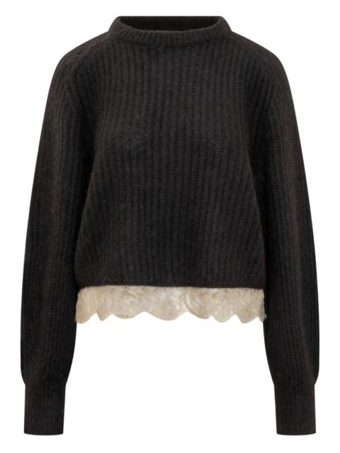 FABIANA FILIPPI lace-trimmed knitted sweater