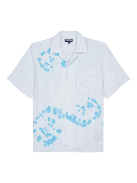Vilebrequin Men Bowling Shirt Linen and Cotton Snail Tie & Dye