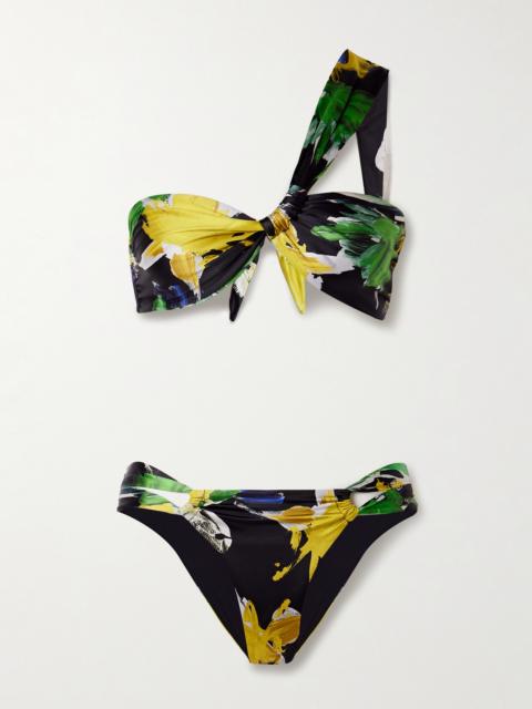 SARA CRISTINA Narcissus One-shoulder Printed Stretch-econyl Bikini