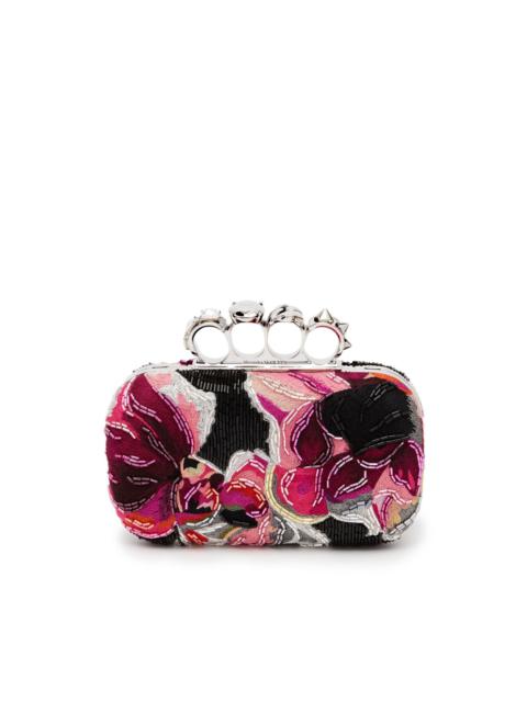 Knuckle Solarised Orchid-embroidered clutch