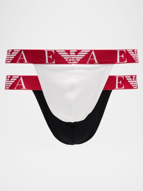 EMPORIO ARMANI Men's Bold Monogram Two-Pack Cotton Jock Straps