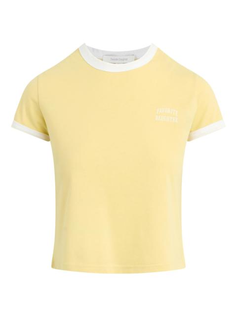Favorite Daughter Women's Chest Logo Cropped Ringer T-Shirt - Golden Off White