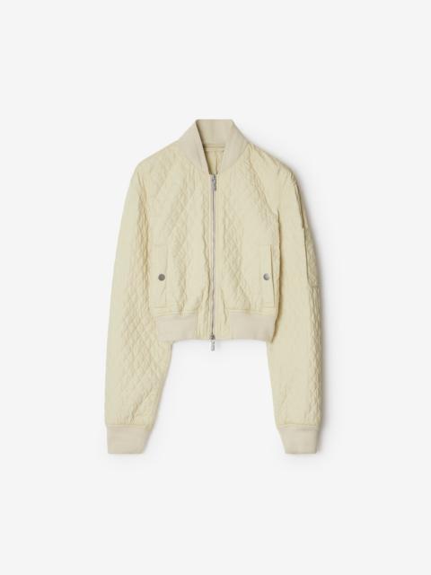 Cropped Quilted Nylon Bomber Jacket