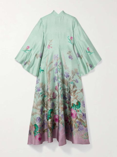 La DoubleJ Magnifico floral-print silk-twill maxi dress Green