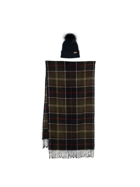 Barbour plaid-checked scarf set