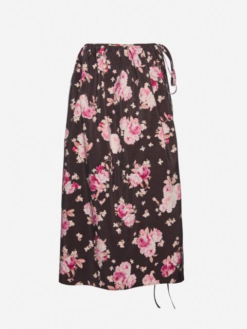 MAGDA BUTRYM Floral silk wrap skirt in brown