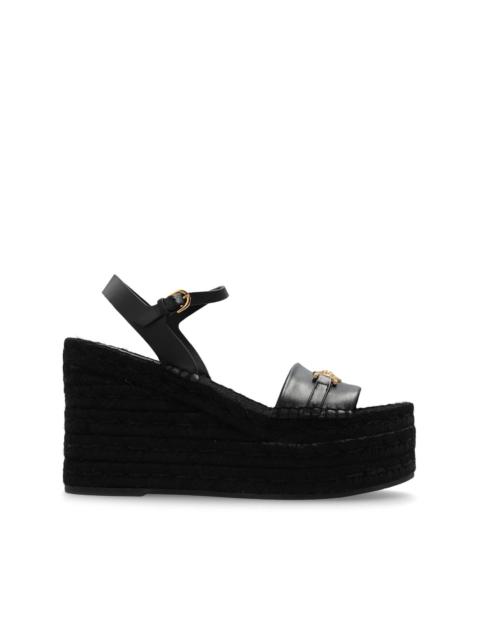 VERSACE Barocco leather wedge sandals