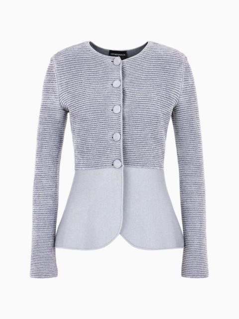 Ottoman-fabric cardigan jacket with peplum