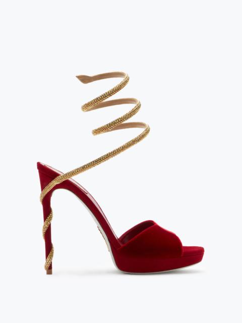 RENE CAOVILLA Margot Red Velvet Sandal 120