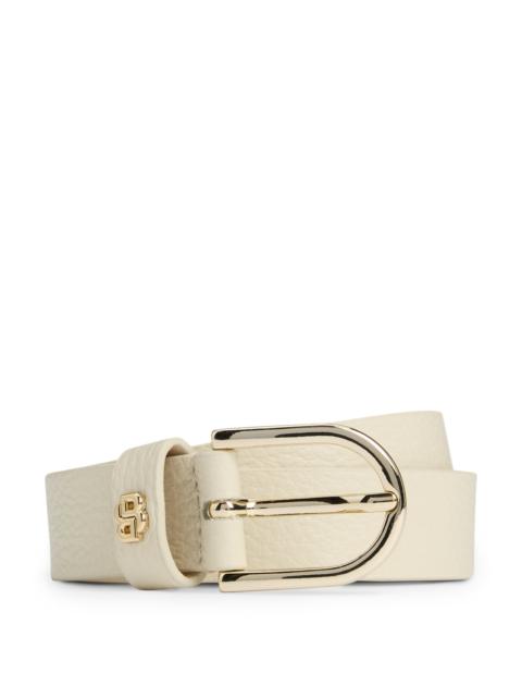 BOSS GRAINED-LEATHER BELT WITH DOUBLE B MONOGRAM
