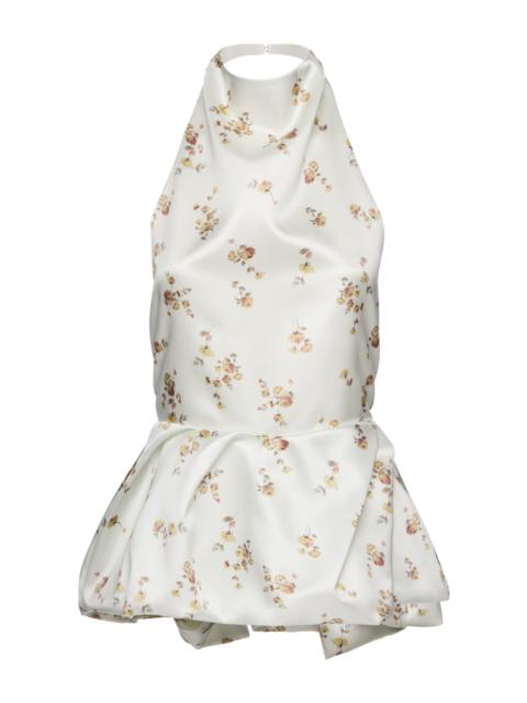 Peplum Cotton-Blend Top ivory