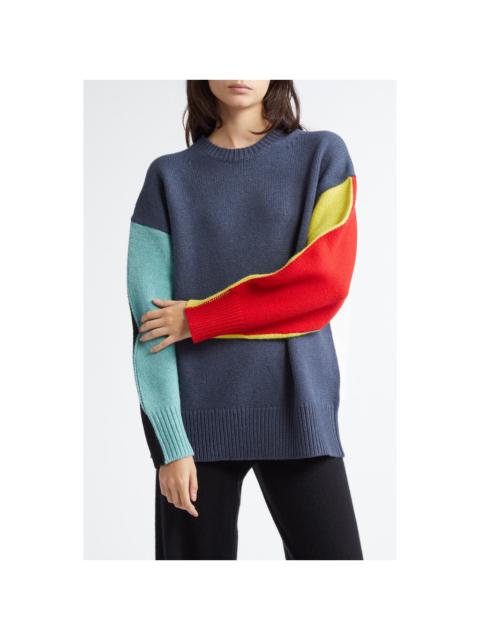 ZANKOV ZANKOV Ryo Oversize Colorblock Wool Blend Sweater in Anthracite Multi at Nordstrom