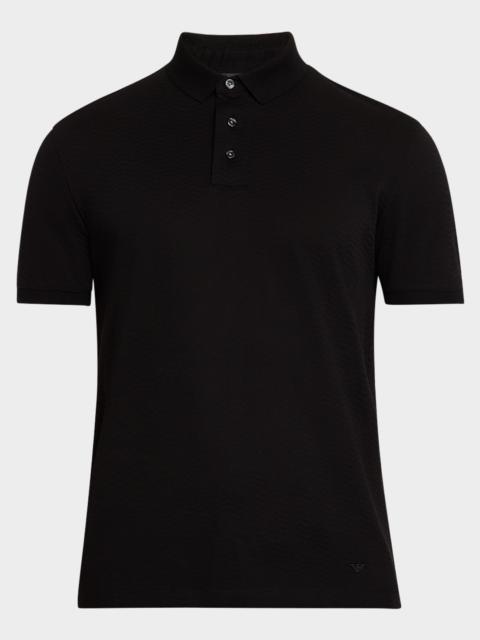 EMPORIO ARMANI Men's Cotton Tonal Wave Polo Shirt