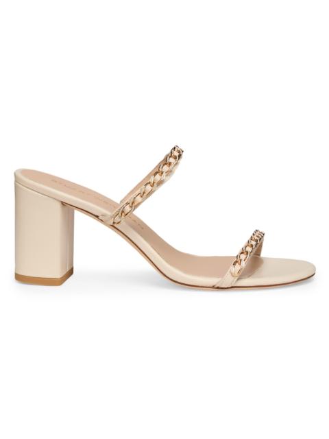 Stuart Weitzman Women's Soluxe 75MM Chain-Strap Leather Sandals - Linen