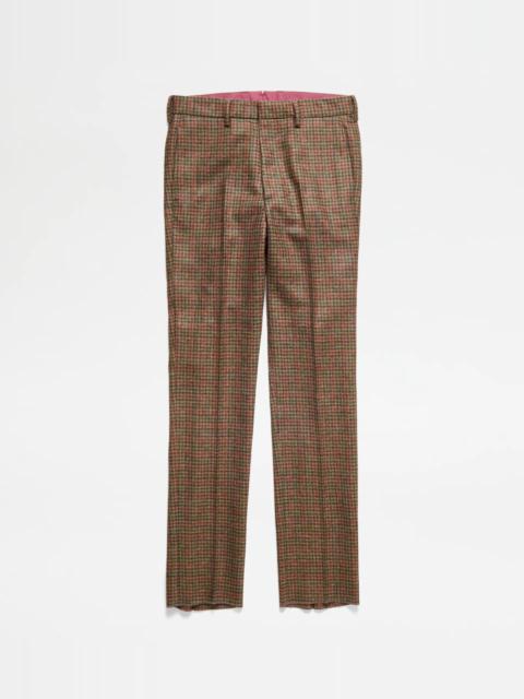 Tod's CLASSIC SHETLAND TROUSERS - BROWN, RED
