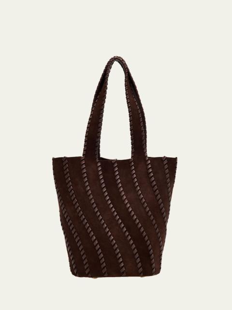 SIMKHAI Talia Leather Whipstitch Suede Bucket Bag