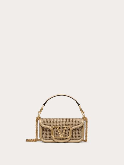 VALENTINO GARAVANI LOCÒ SMALL SHOULDER BAG IN METALLIC WOVEN LEATHER