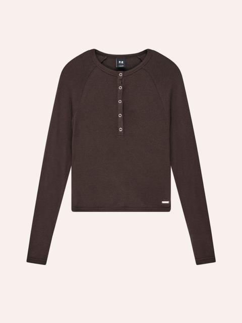 P.E NATION HAVEN LONG SLEEVE TOP IN COFFEE