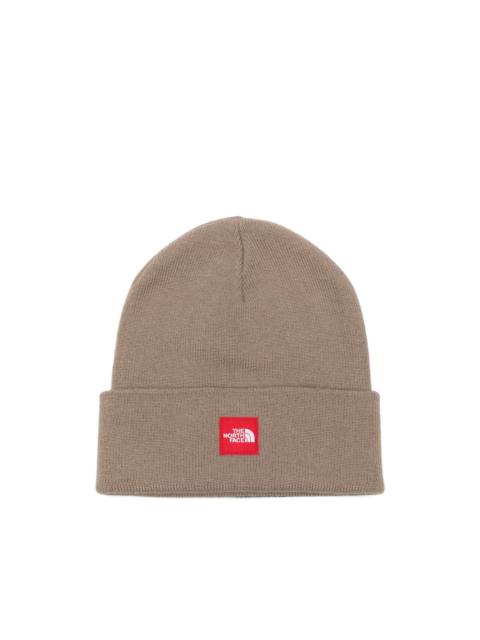 The North Face logo-patch ribbed-knit beanie hat