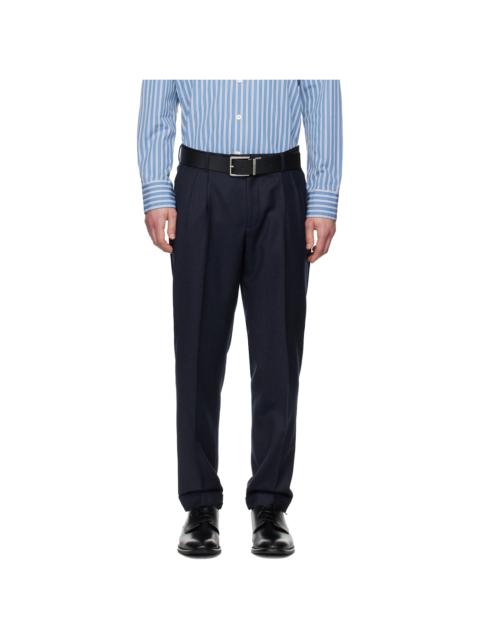 BOSS Navy Wool Flannel Trousers