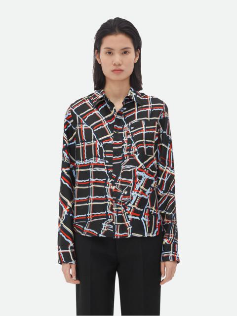 Bottega Veneta Distorted Check Printed Silk Shirt