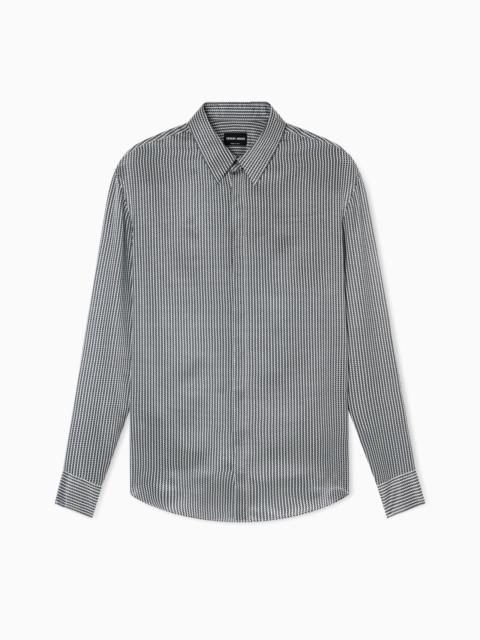 GIORGIO ARMANI SHIRT IN PRINTED SILK SATIN