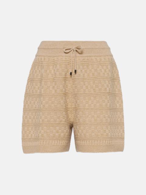 Drawstring cashmere knit shorts