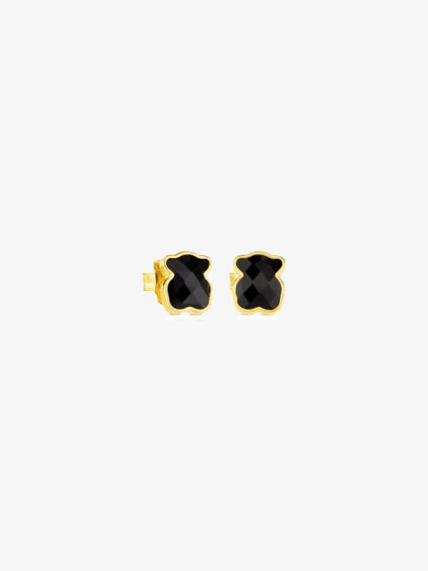 TOUS 18K gold vermeil TOUS Color Earrings with faceted onyx