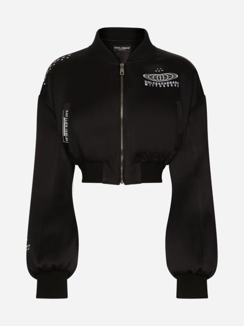 Dolce & Gabbana Short satin bomber jacket with DGVIB3 print
