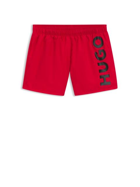 HUGO QUICK-DRY SWIM SHORTS WITH VERTICAL LOGO PRINT