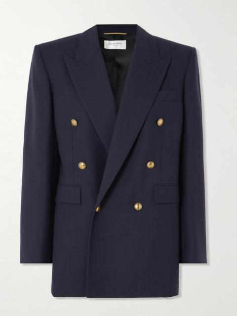 SAINT LAURENT Oversized Double-breasted Grain De Poudre Wool Blazer