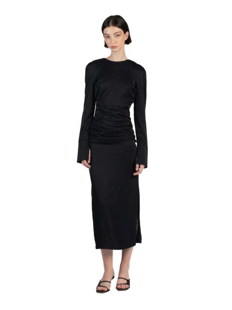 Gathered Long Sleeve Dress Black