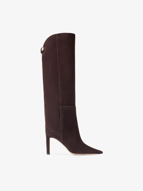 JIMMY CHOO Alizze Knee Boot 85
Coffee Suede Knee-High Boots