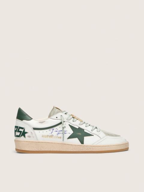 Golden Goose Men’s Ball Star LTD in white leather with green star and Skins
