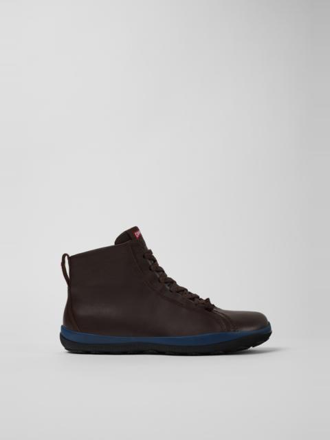 CAMPER Peu Pista Brown leather ankle boots for men