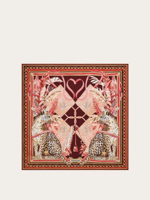 FERRAGAMO Feline print silk foulard