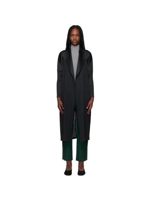 Pleats Please Issey Miyake Black Facade Coat