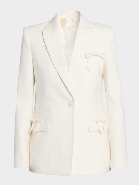 LoveShackFancy Shayne Wool-Blend Bow-Embellished Blazer
