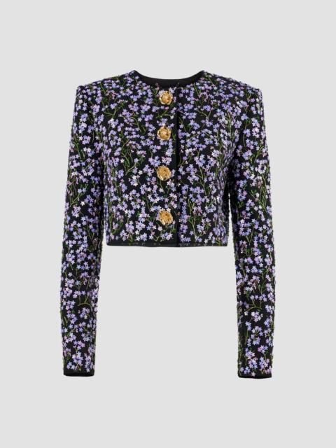 CAROLINA HERRERA Women's Floral-Embellished Crop Jacket - Wisteria