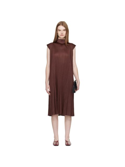 Pleats Please Issey Miyake Brown Monthly Colors November Midi Dress