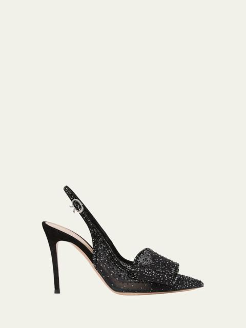 Crystal Organza Slingback Pumps