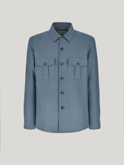 Canali AIR FORCE BLUE LINEN AND SILK SHIRT JACKET - EXCLUSIVE
