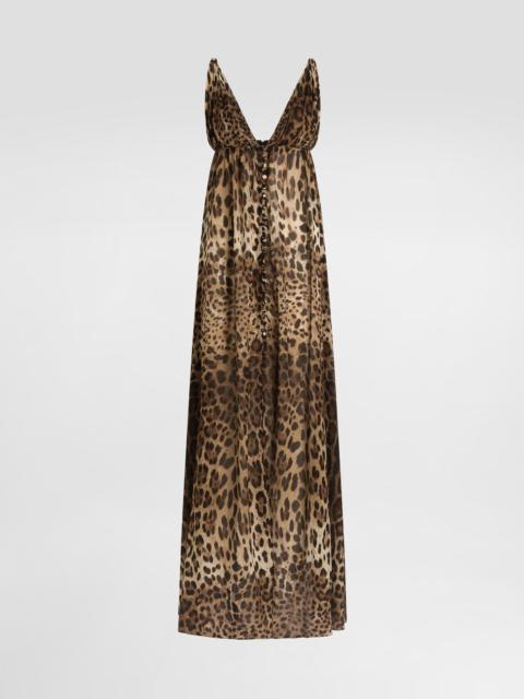 Dolce & Gabbana Leo-print stretch sheer dress