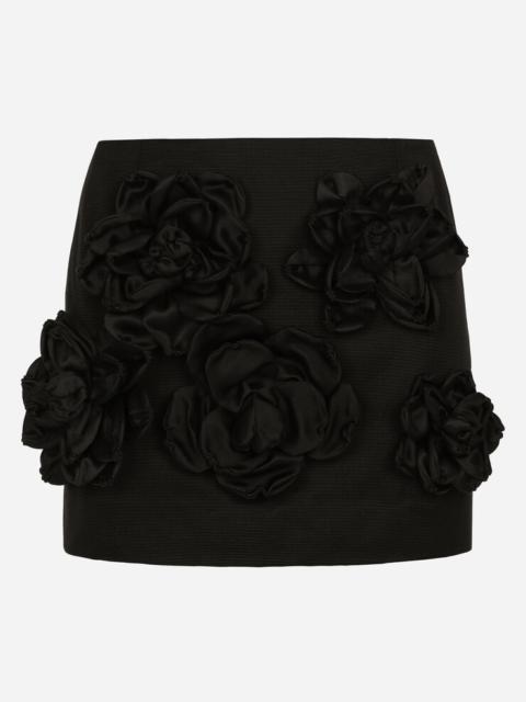 Dolce & Gabbana Short Ottoman skirt with floral appliqué