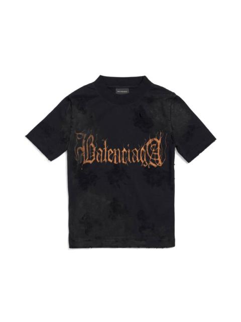 BALENCIAGA Women's Heavy Metal Tight T-shirt Small Fit in Black Faded