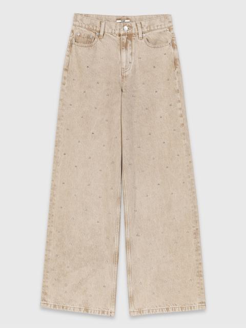 maje Wide-leg rhinestone jeans